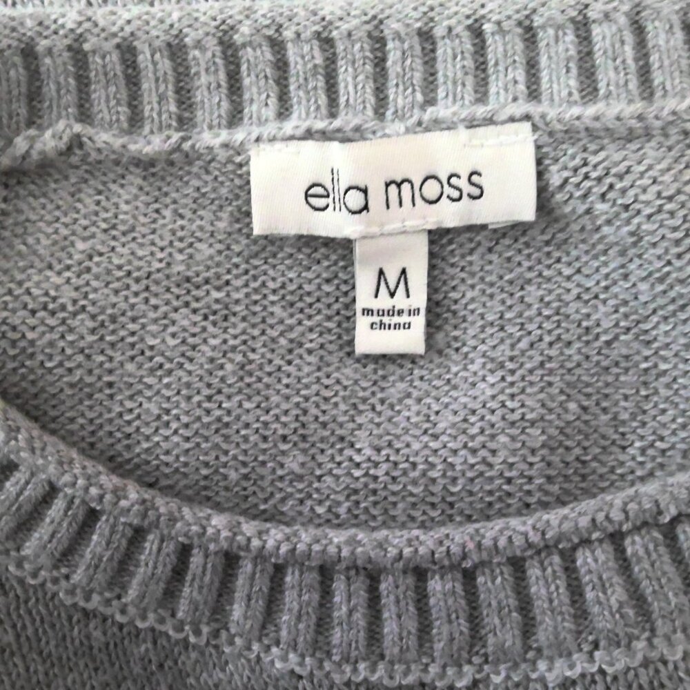 Ella Moss Gray Sweater Pullover Long Sleeve Soft Knit Ribbed Hem & Wrists EUC M - Picture 5 of 6